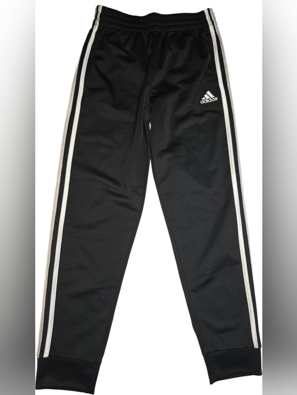 Adidas Youth Size M Black Track Pants 3 Stripe Athletic Joggers Boys Girls